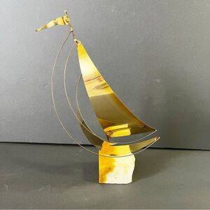 Vintage Mid Century MARIO JASON Brass Sail Boat Sculpture Art MCM Artist Signed